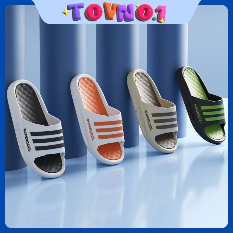 ToyNo.1🧸พร้อมส่ง🧸"LT-HT817" รองเท้าแตะแบบสวม ดีไซน์ลายทาง พื้นนิ่ม น้ำหนักเบา  มี4 สีให้เลือก