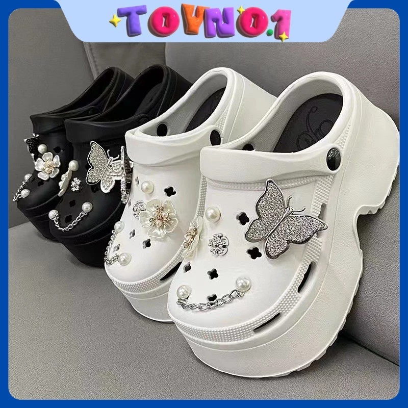 ToyNo.1🧸 พร้อมส่ง🧸"TO-2024/DOLL-1" องเท้าหัวโต EVA แบบสวม แถมตัวติดโซ่ เสริมส้น 8 cm สีสดใส สวยเท่ มีสายรัดส้น