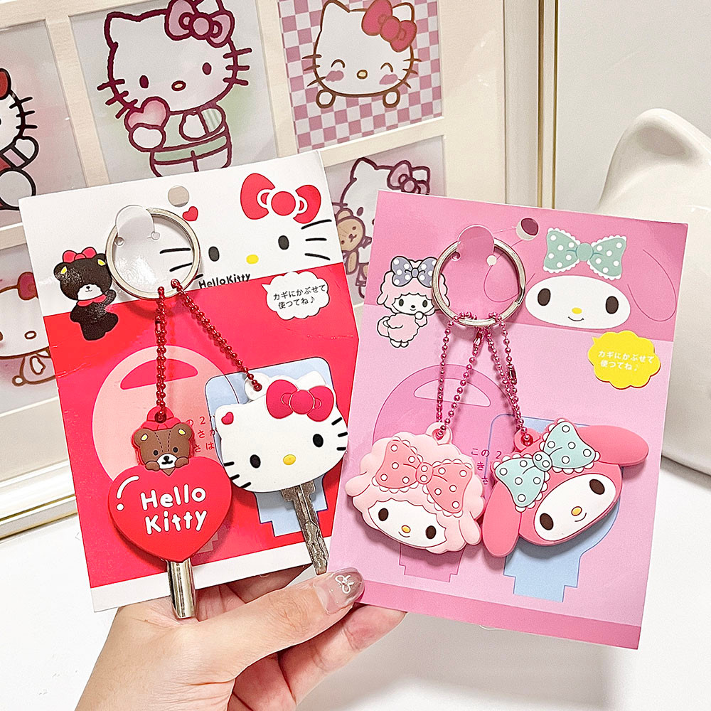 ปลอกซิลิโคนใส่กุญแจ Melody Hello Kitty ลายการ์ตูนน่ารัก ที่ครอบพวงกุญแจ Key Cover สีสันสดใส
