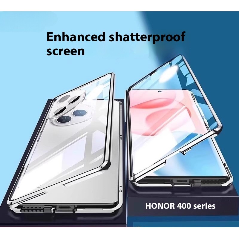 ปลอกสําหรับ Honor 400 Pro Honor 400 400Pro 400Lite 5G เคสโทรศัพท์ 360° โลหะแม่เหล็กกันกระแทกเต็มรอบทิศทางกระจกความเป็นส่วนตัว ความละเอียดสูง กระจกเหนียวกล้องเลนส์ป้องกันพลิกล็อคปก