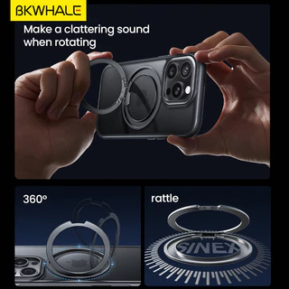 BKWHALE 360 ° หมุนขาตั้งแม่เหล็กMatteสําหรับiPhone 17 Air 17 Pro Max 16 Pro Max 17e 16e 15 14 13 Pro Max 16 Plusกันกระแทกฝาหลังแม่เหล็กBracketปลอก