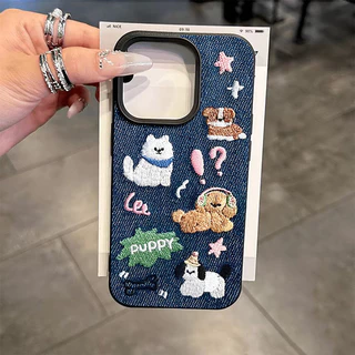 การ์ตูนลูกสุนัขลูกแมวหนังผิวสัมผัสนุ่ม เคส IPhone 15 11 13 16 14 12 Pro Max 7Plus 16 14 8 7 15 Plus 8Plus XR X XS Max SE