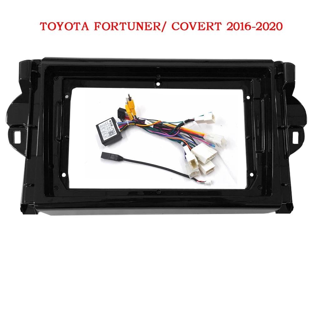 รถวิทยุ Fascia กรอบสําหรับ Toyota Fortuner SW4 2015-2020 9 นิ้ว 2DIN สเตอริโอแผงสายไฟอะแดปเตอร์สายไฟ
