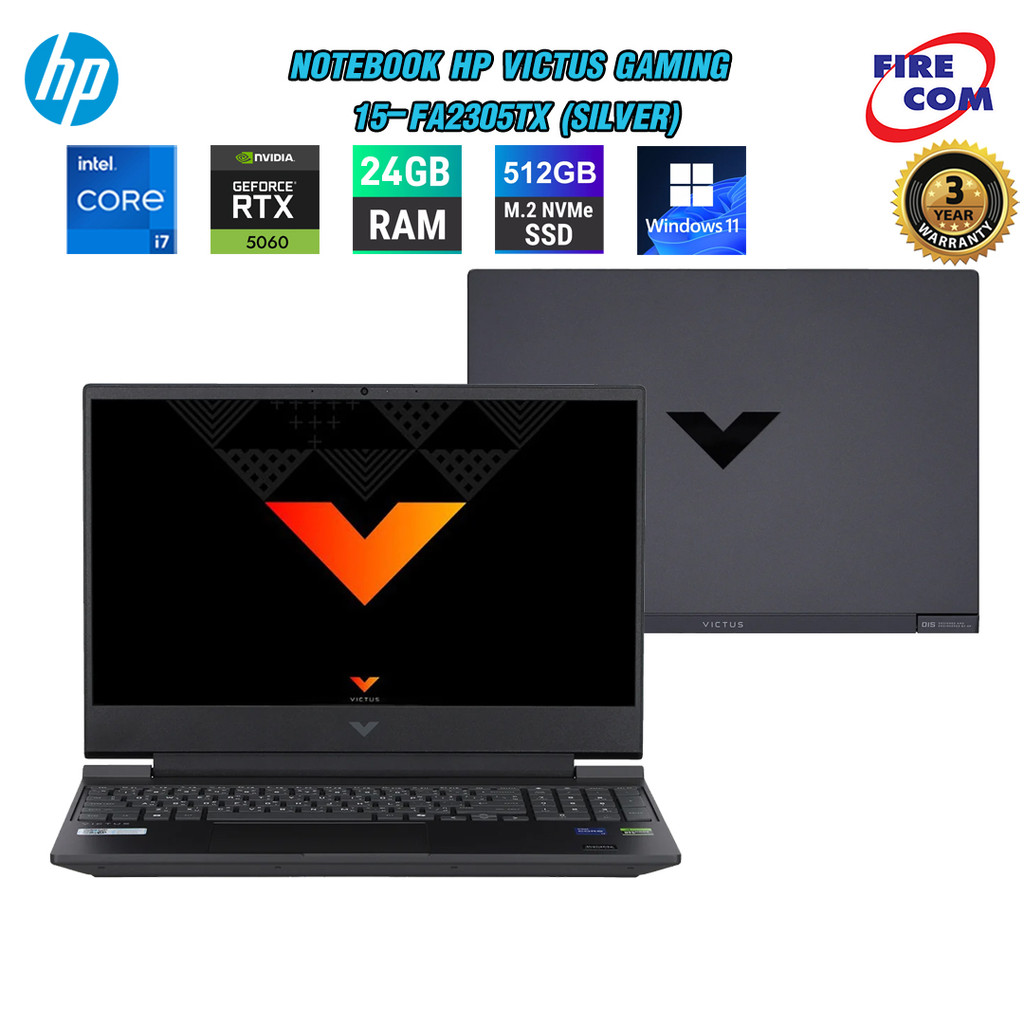 โน๊ตบุ๊ค Notebook HP Victus Gaming 15-fa2305TX (Silver) ลงโปรแกรมพร้อมใช้งาน สามารถออกใบกำกับภาษีได้