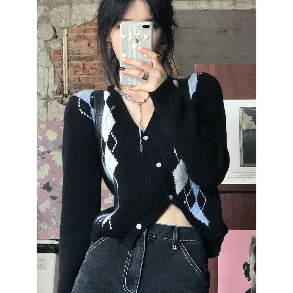 แจ็คเก็ตนุ่มข้าวเหนียว BALAMII JSHOP สไตล์แคลิฟอร์เนีย เพชรถักรูปแบบใหม่สำหรับฤดูใบไม้ร่วง