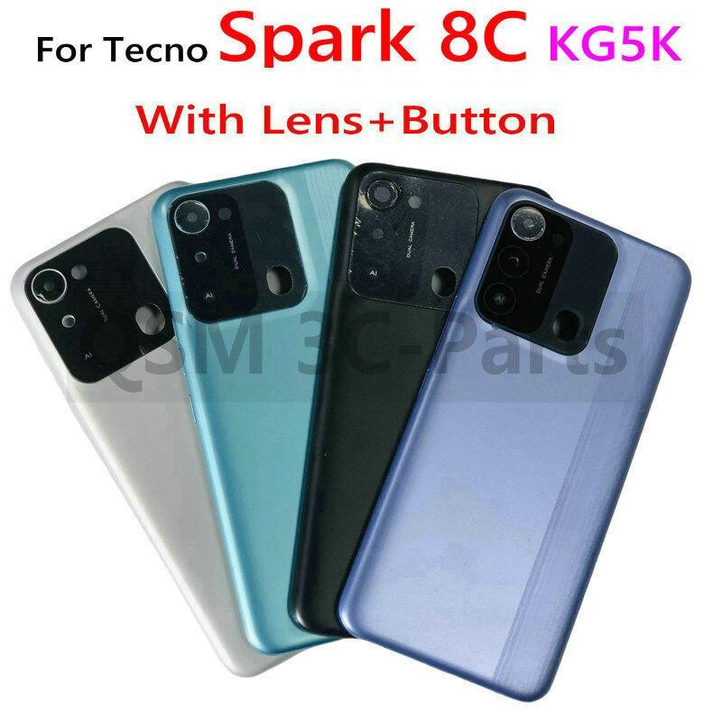 สําหรับ Tecno Spark 8C KG5K KG5J ด้านหลังกระจกประตูด้านหลังกรณีเลนส์กล้องแก้ว