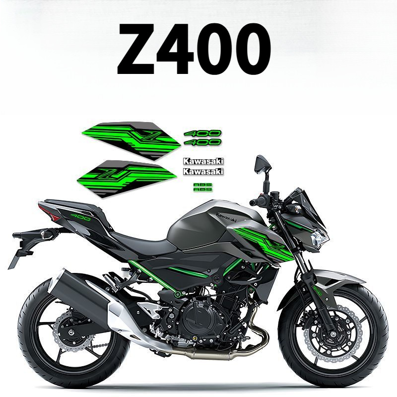 Kawasaki stickers, Z400 motorcycle left and right side panel print stickers, track version decorative stickers