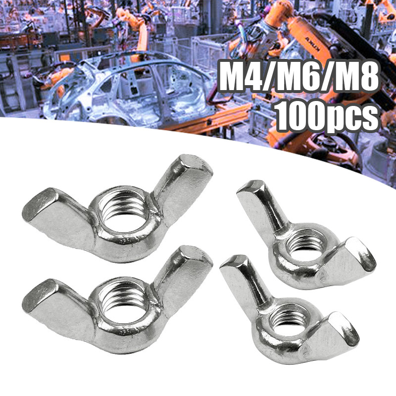 100 ชิ้น Wing Nut M4 M6 M8 Wing Nut สีขาว Bolt Nut Wing Nut แหวนแผ่น Wing Bolt สแตนเลส