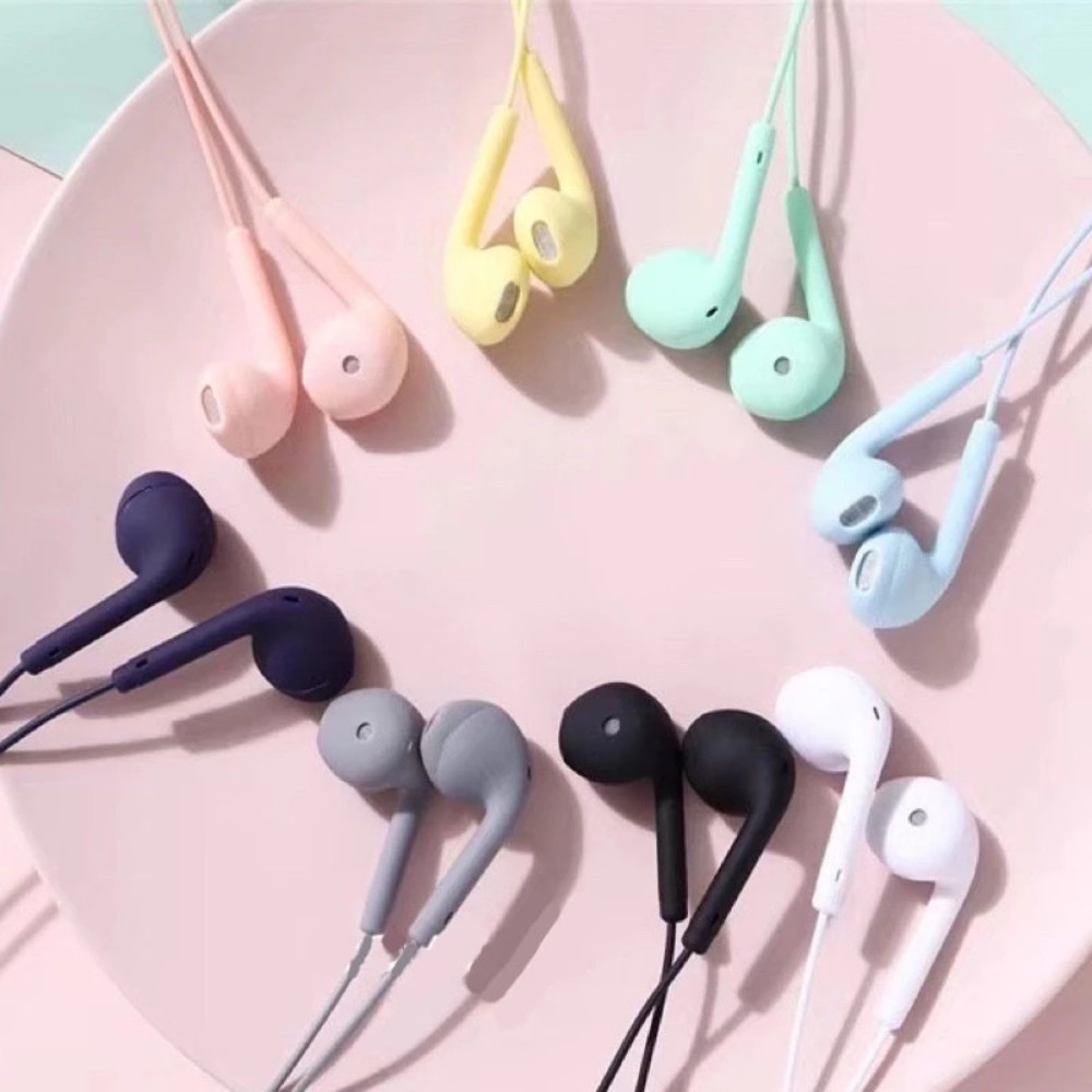 หูฟังแมคารอง แบบมีสาย 35 มม หูฟังสีสันสดใส ลดเสียงรบกวน คุณภาพเสียง Hifi สไตล์การ์ตูน