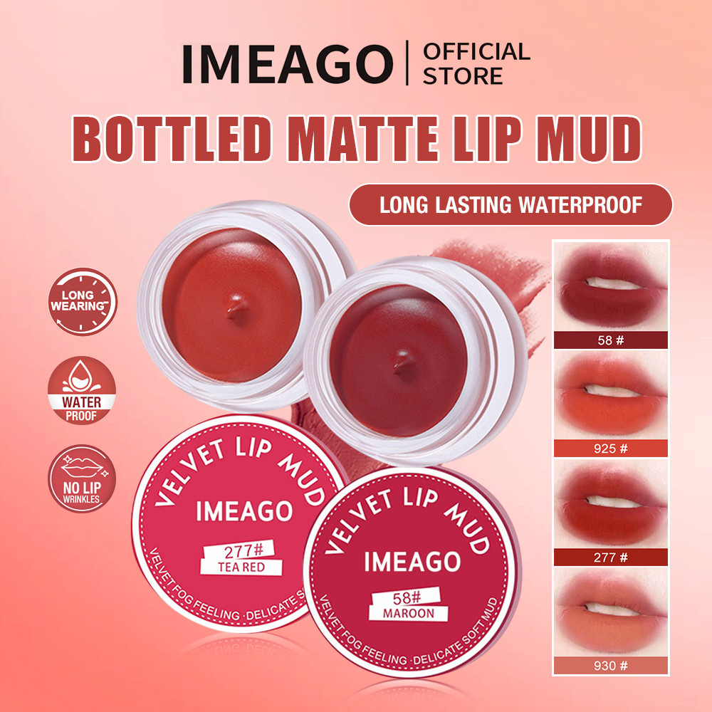 [IMEAGO] Mousse Matte Velvet ผิวโคลน - รายละเอียดสามารถตรวจสอบไม่มีถ้วยสีได้ - ความละเอียดสูงภายนอก Lip Glaze
