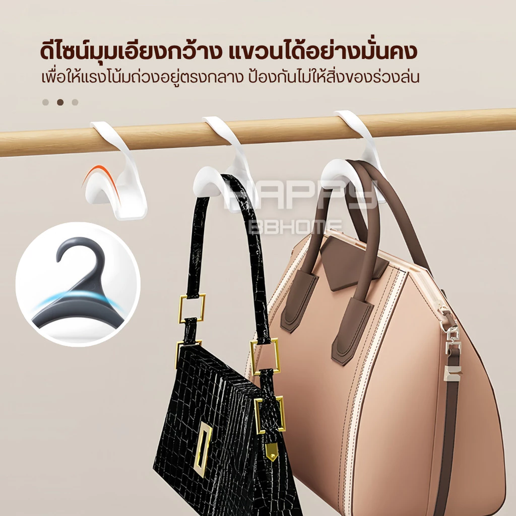 ตะขอแขวนกระเป๋า แขวนของ(ของแท้นำเข้า)จัดระเบียบบ้าน ไม้แขวนกระเป๋า ผ้าพันคอ เข็มขัด ราวแขวนผ้า ไม้แขวนผ้า ตะขอติดผนัง thumbnail 8