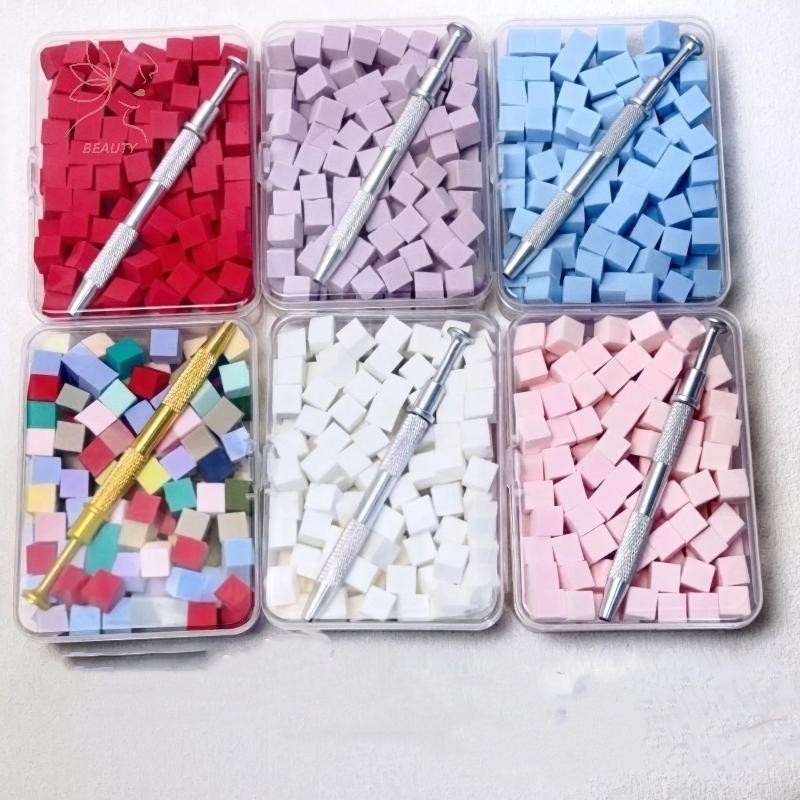 [maybeauty] 100 ชิ้น/กล่องแปรงฟองน้ําไล่ระดับสีพร้อมเครื่องมือสําหรับเล็บเจลแปรงขัดเล็บอุปกรณ์เสริม {TH}