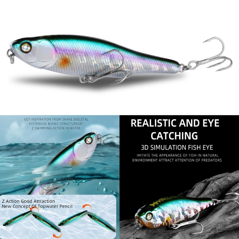 Mon Topwater Pencil Popper เหยื่อตกปลาเดินสุนัขเหยื่อปลอมเหยื่อแข็ง