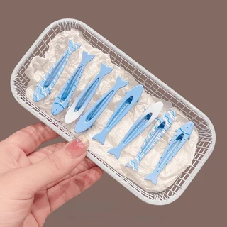 เครื่องประดับผมแบบหนีบปลาน่ารัก สีฟ้าและเหลือง สำหรับผู้หญิง