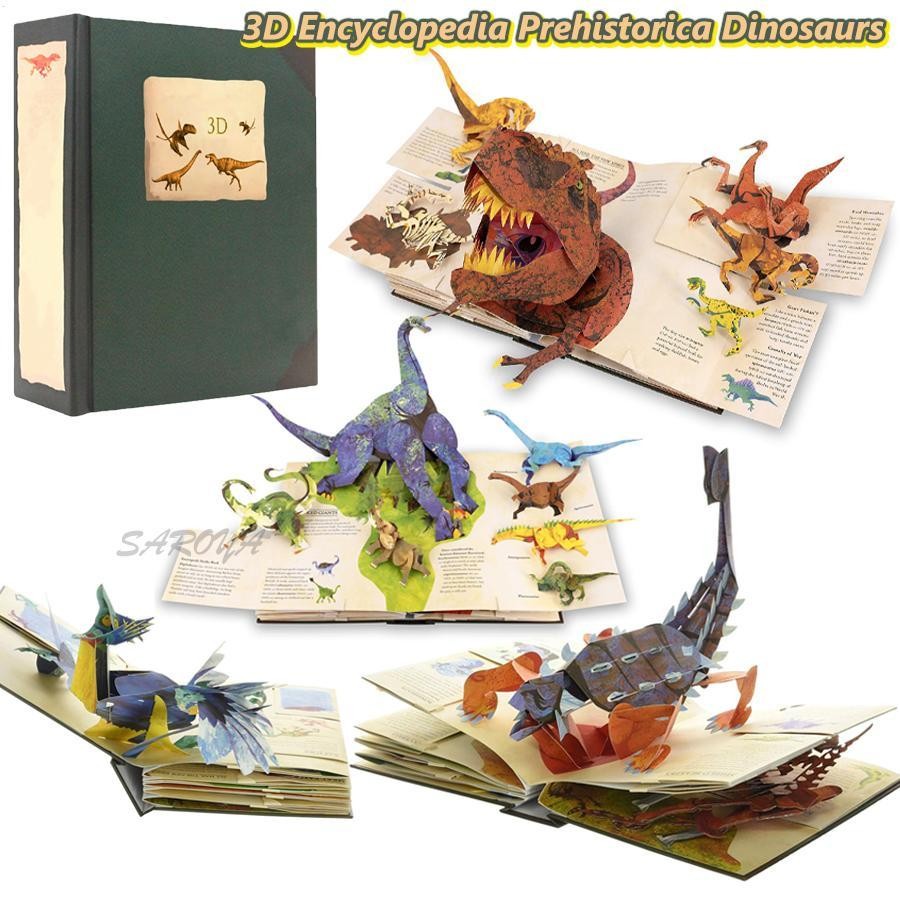 สารานุกรม 3D ไดโนเสาร์ยุคก่อนประวัติศาสตร์ Pop-up ไดโนเสาร์หนังสือของเล่นแบบโต้ตอบสําหรับเด็กการเรียนรู้ของขวัญ
