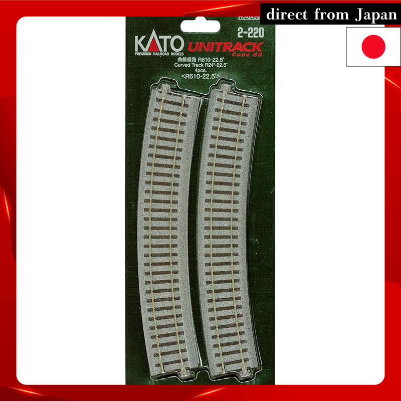 KATO HO Gauge Curved Track R610-22.5° Set of 4 2-220 Model Railroad Accessories