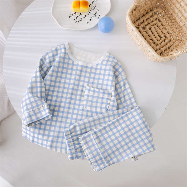 ชุดนอนการ์ตูน kiki baby shop ชุดนอนแขนสั้น ชุดนอนเด็กฤดูใบไม้ผลิและฤดูใบไม้ร่วงชุดอยู่บ้านเด็กผ้าฝ้า