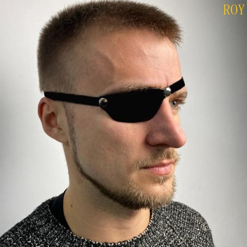 ROY Men ยุคกลางโจรสลัด Eye Patch หนัง Eye Patch Vintage นูน Eye Covers