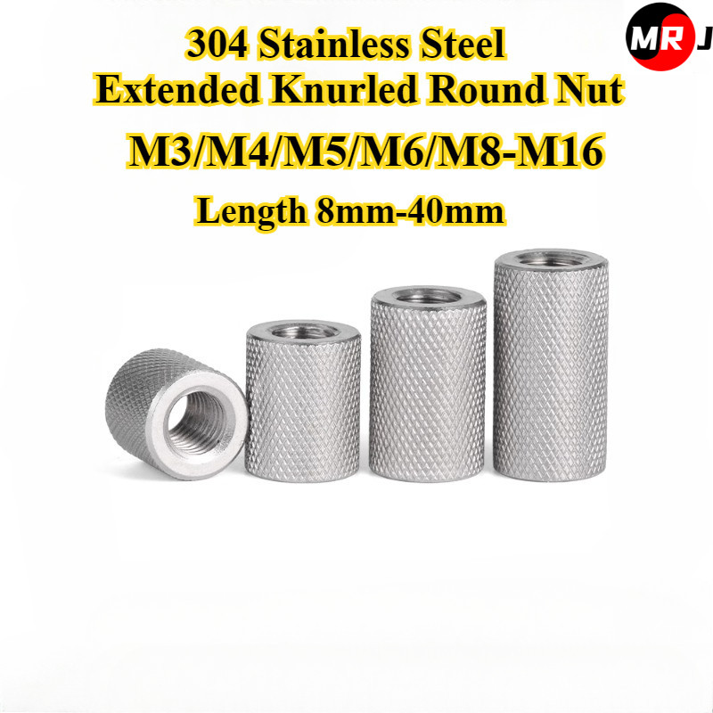 [MRJ-LM] 304 Stainless Steel, Extended Knurled Round Nut, M3/M4/M5/M6/M8-M16, Diamond Knurled Thumb 