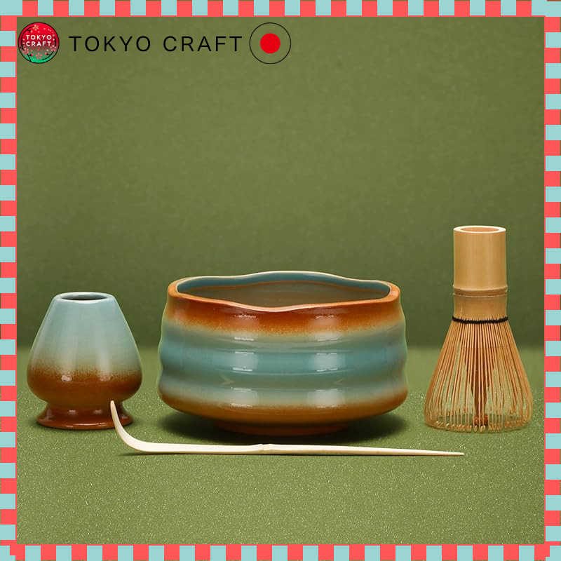 DiDiBirDi Matcha Set, Tea Ceremony 4-Piece Set, Matcha Bowl, Matcha Whisk Stand, Matcha Bamboo Scoop