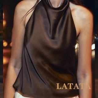 (จัดส่งในกรุงเทพฯ)Latata - เสื้อกั๊กเชือกแขวนคอ แขนกุด สีทึบ สำหรับสาวๆ ในฤดูร้อน
