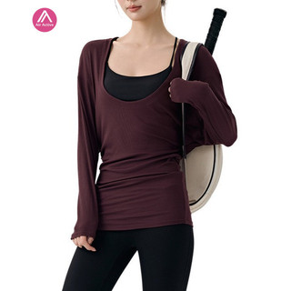 Airactive Leisure Casual Yoga Sports T-shirt Long Sleeves U-shaped Neckline Long Version Fitness Or Daily Wear