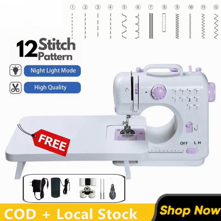 QXIR จักรเย็บผ้าไฟฟ้า จักรเย็บผ้า และ อุปกรณ์ 505A แบบตั้งโต๊ะ ฟังก์ชั่นครบ จับผ้าหนาได้ พร้อมระบบล็