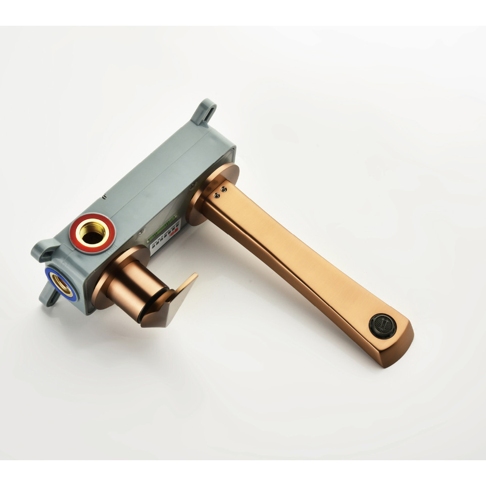 ก๊อกผสมอ่างล้างหน้าแบบฝังติดผนัง | ก๊อกน้ําในห้องน้ําสีโรสโกลด์ด้านที่ทันสมัย - รูปที่ 5