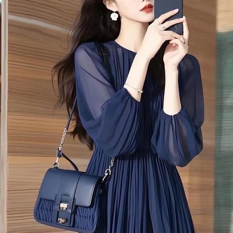 กระโปรงชีฟองยาวสีฟ้าหรูหราสไตล์แฟรี้ยน XYJ ปี 2025