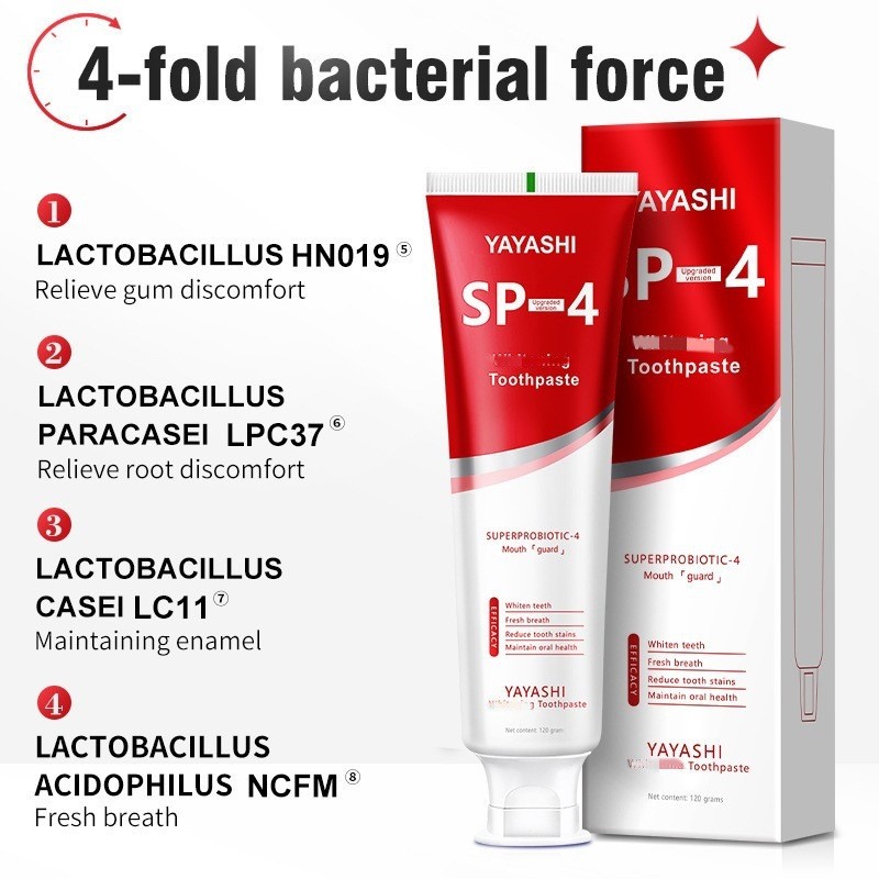 YAYASHI SP-English Version Probiotics Brightening Toothpaste ลมหายใจสดชื่น ปรับปรุงฟันเหลือง g25.8.9