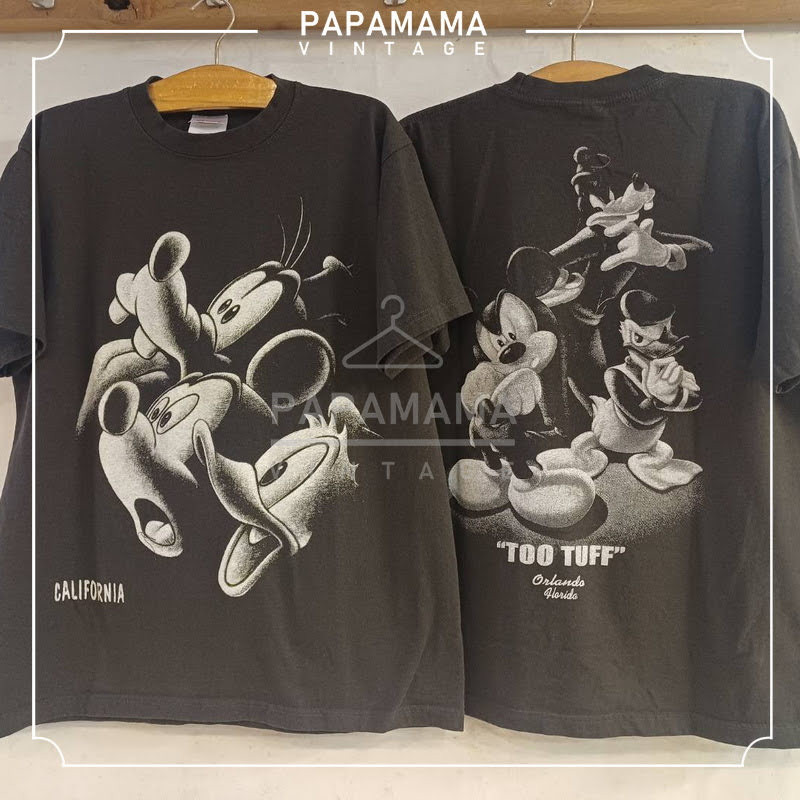 Mickey Mouse CALIFORNIA TOO TUFF Orlando Florida tag Hanes เสื้อวินเทจ เสื้อการ์ตูน papamama vintage shirt