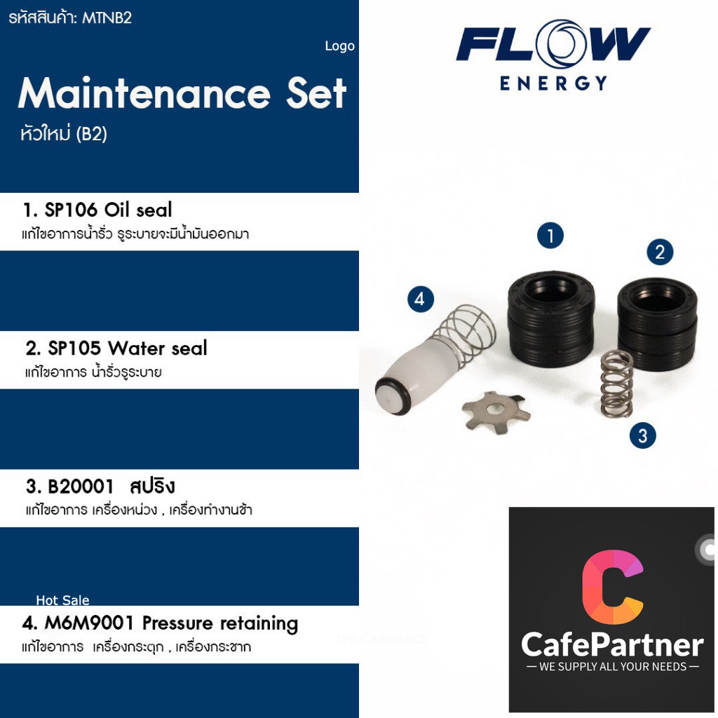 Flow Energy - MTNB2 อะไหล่หัวปั๊มใหม่ ชุด Maintenance (B2) ชุดบำรุงรักษา