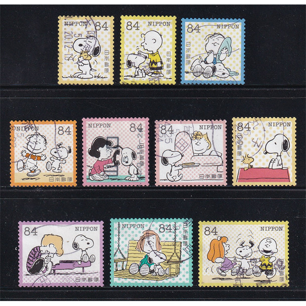 ชุดแสตมป์ไปรษณีย์ญี่ปุ่น 10 ชิ้น - Snoopy & Peanuts Friends 84yen 2023 G322 (10) | มือสอง/CTO