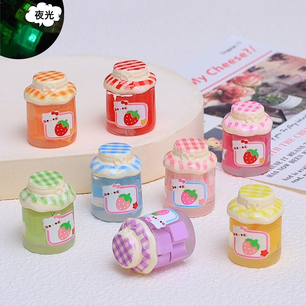 8 ชิ้น Glow Cat Fruit Jar เรซิ่น Charms สําหรับ DIY (12-504)888