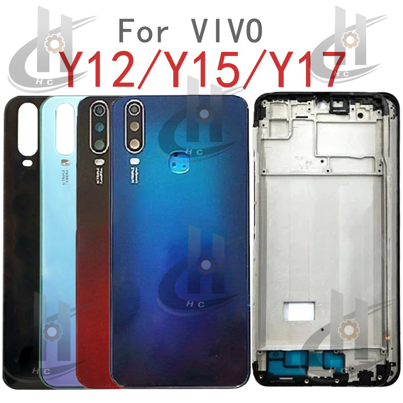 สําหรับ Vivo Y12 Y15 Y17 แบตเตอรี่ฝาหลังกรอบกลาง + ปุ่ม + กรอบด้านหน้า LCD + เลนส์กล้อง