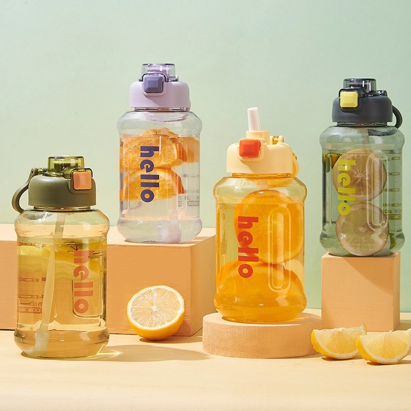 1300ml ขวดน้ําพลาสติกความจุขนาดใหญ่พร้อมที่จับ Botol Air Plastik ขนาดใหญ่ 1300ml ความจุขนาดใหญ่1300m