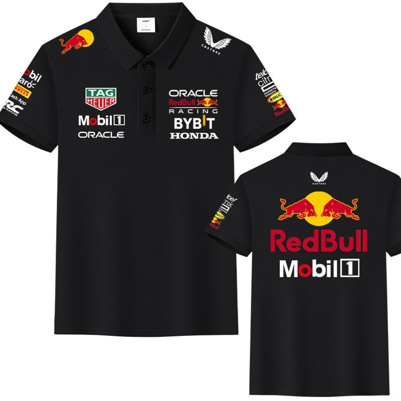 เสื้อโปโลผู้ชายแขนสั้นผ้าฝ้าย ทีม Red Bull Racing Verstappen เสื้อผ้าสําหรับแฟนฟอร์มูล่าวัน