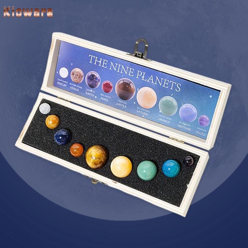 Kloware 9 ชิ้น Planets ของขวัญระบบพลังงานแสงอาทิตย์รุ่นระบบ Planet โต๊ะตกแต่งไม้