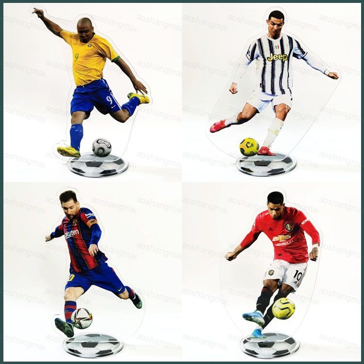 World Cup Football Star Ronaldo Beckham Messi Mbappé Haaland Action Figure อะคริลิคของเล่นขาตั้งตกแต