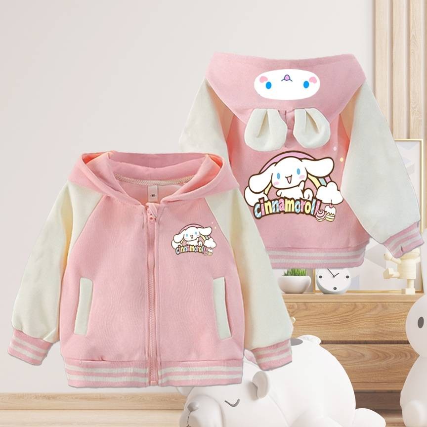 PINKเสื้อกันหนาวเด็กมีฮู้ด แบบหนา ขนมิ้น กระเป๋าหน้า ลายน่ารักสุดฮิต เด็กหญิง เด็กชายใส่ได้