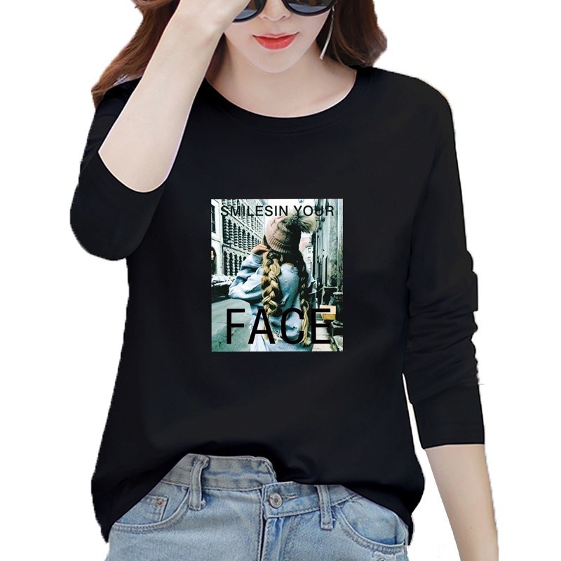 unisex cotton long sleeve tshirt for women on sale printed graphic oversized shirts top L113m COD