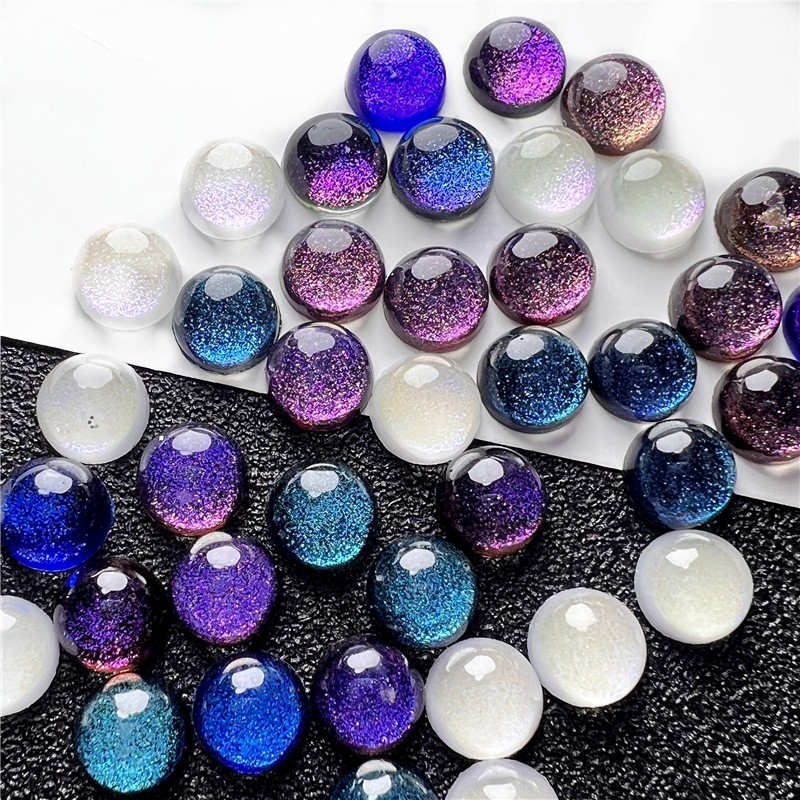 6/8 มม.เรซิ่นGradient GlitterแหวนFaceอัญมณีตาด้านล่างแบนNon-HoleแหวนFace Bear Eyeตุ๊กตาEye Inlayวัสดุ