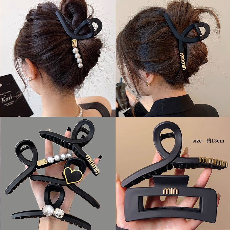 กิ๊บติดผมสีดําสําหรับแฟชั่นเกาหลีหญิงอารมณ์เรียบง่ายคลิปฉลามเครื่องประดับผม