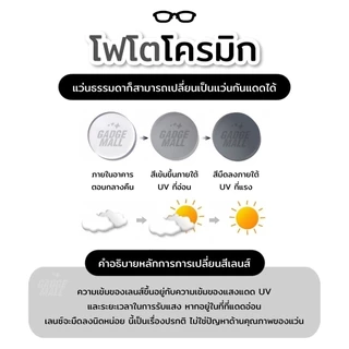 แว่นสายตาสั้นเลนส์ ออโตเมติก ออกแดดเปลี่ยนสี แว่นตากันแสง UV400 แว่นกรองแสง Unisex แว่นตากรอบแว่นตา + กรองแสงสีฟ้า G3 GM