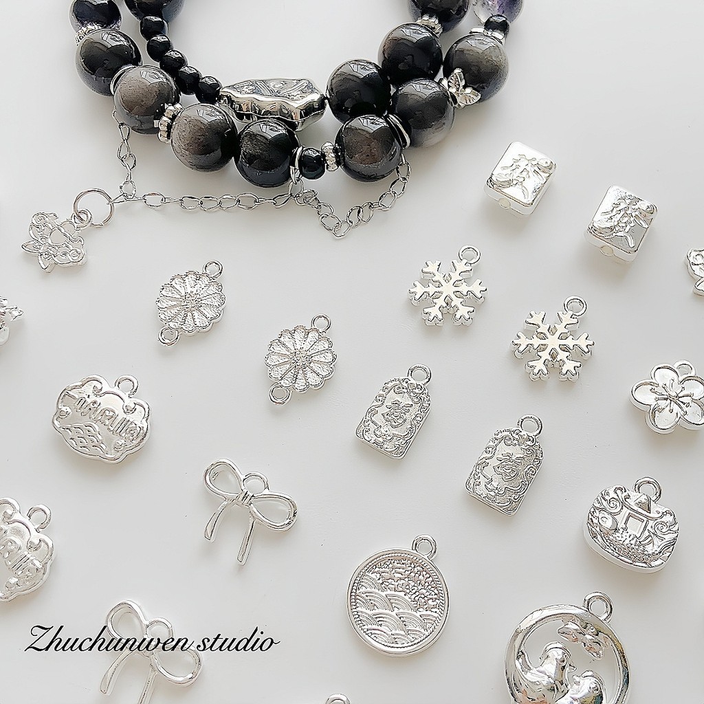 ใหม่จีน Retro Alloy Ping An Fu และอุปกรณ์เสริมอื่นๆ diy Handmade ลูกปัดวัสดุสร้อยข้อมือสร้อยคอเครื่องประดับอุปกรณ์เสริม O4H8