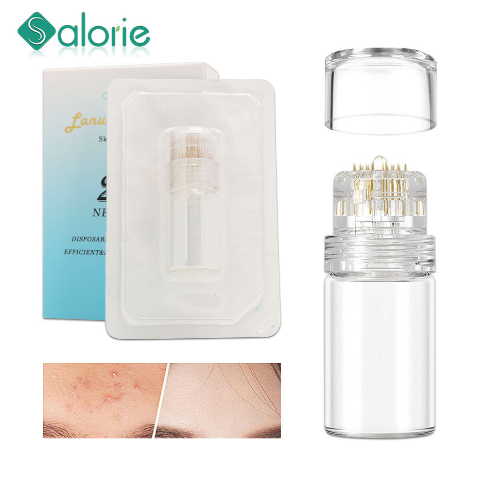 Salorie Lanury Roller 20/64 Pins CE 0.25 มม.0.5 มม.1.0 มม.Micro Titanium Micro Microneedle Derma Roller แสตมป์ Skin Care Whitening ขวด Roller Serum นํากลับมาใช้ใหม่ได้