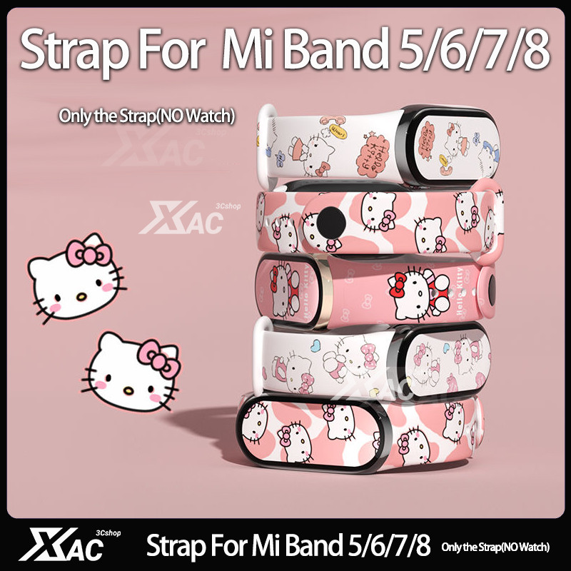 อินเทรนด์การ์ตูนออกแบบสําหรับ Xiaomi Mi Band 8 และรุ่นอื่นๆสร้อยข้อมือซิลิโคนสําหรับ Xiaomi Band 7 สายรัด miband 5 miband 6 สาย miband 8 miband 5/6/7/8 สาย