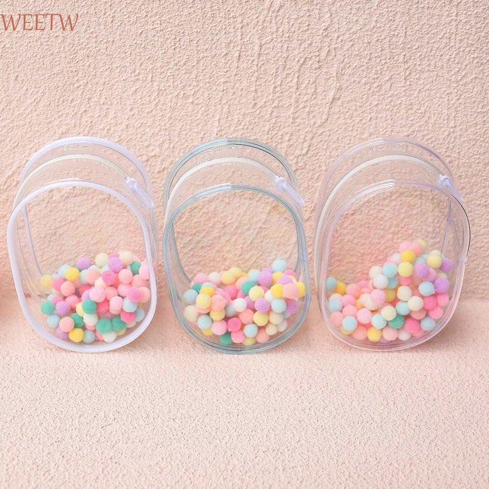 Weektw กระเป๋าตุ๊กตากลางแจ้งใส,พร้อมพวงกุญแจกระดิ่ง Hairball Doll Storage Pouch, Kawaii Display PVC ใสตุ๊กตากลางแจ้งกระเป๋าตุ๊กตา Plush Doll