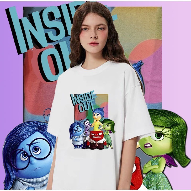 ใหม่ Pixar 's Movie Inside Out 2 เสื ้ อยืดคอ O-neck กราฟิก 100 % สําหรับผู ้ ชาย S-5XL