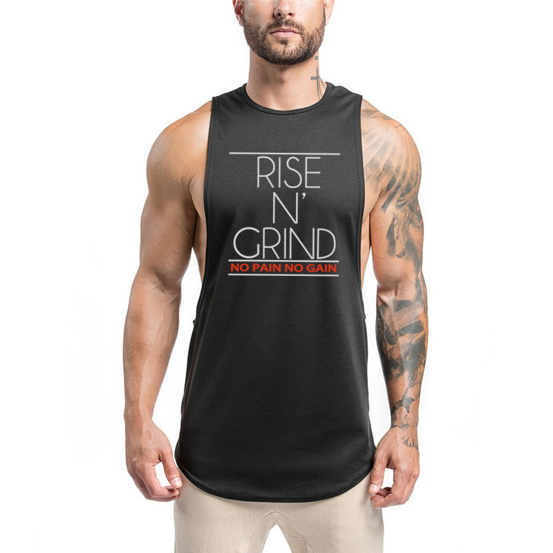 Muscleguys ยี่ห้อ Gym กีฬาเพาะกายฟิตเนสออกกําลังกายฤดูร้อน Breathable แฟชั่นสบายๆ O-คอพิมพ์ Cool Tank Top